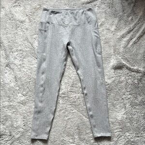 Fleece Gray High-Waisted Chevron Print Leggings